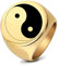 TYMONT Yin Yang Symbol Ring Retro Mode Tai Chi Yin Yang Bagua Diagramm Ring Herren Damen Edelstahl Rund Verlobungsschmuck Ring,Gold,9