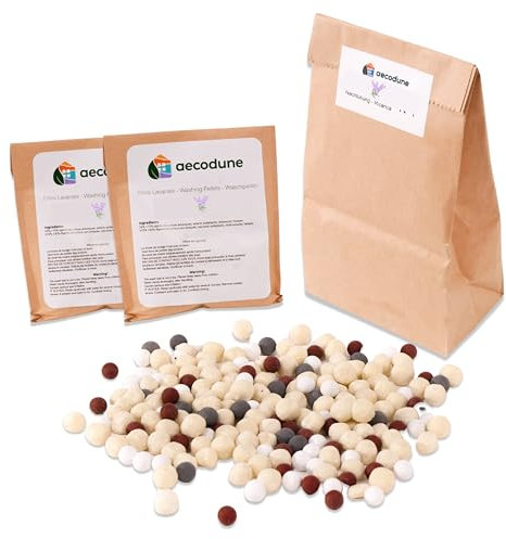 2 Jahr Waschen mit dem aecodune Nachfüllung fur Öko Waschball - 240 Wäschen - Natürliches Waschmittel Pulver in Wäscheperlen Zero Waste - Waschmittel Sensitiv - Ätherisches Öl Lavendel