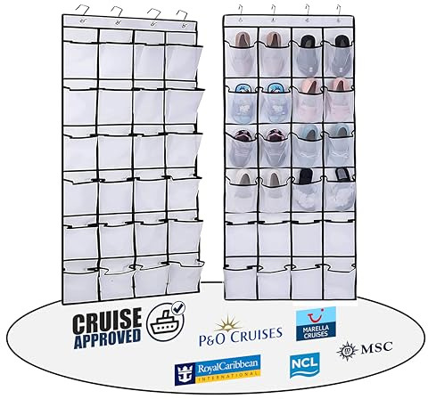 Cruise Cabin Over Door Organiser for Shoes, Toiletries and Travel Accessories – 24 Pockets – Tested on All Major Cruise Lines such as P&O, Marella, MSC, Royal and more – Cruise Essentials by AnchorsUp