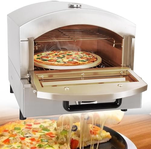 Eastnmythet Countertop Pizza Maker, Electric/Gas Outdoor Pizza Oven with 12in Pizza Stone, Outdoor/Camping/Party 2 Tier Pizza Oven,Electric