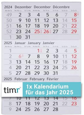 Timr Ersatz Kalendarium 2025 I magnetisch I für Tischkalender aus Edelstahl in gebürsteter Optik Geschenkidee für Freunde Familie I tr308