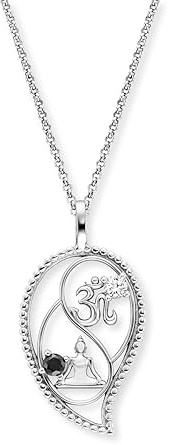 Engelsrufer Damen Halskette aus Sterling Silber mit Anhänger Yin Yang Tropfen – besetzt mit Zirkonia Steinen – in drei Längen verstellbar – Länge: 42+4+4 cm, ERN-YIYADROP-19-ZI