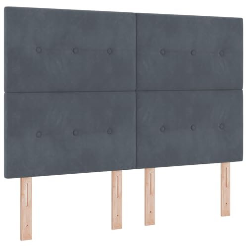 vidaXL modernes 3-teiliges dunkelgraues Kopfteil Set für Standard Doppelbett | Wand montiert Langlebiges Holz und Stoff Elegantes Design Schlafzimmerdeko Einfache Installation im Paket
