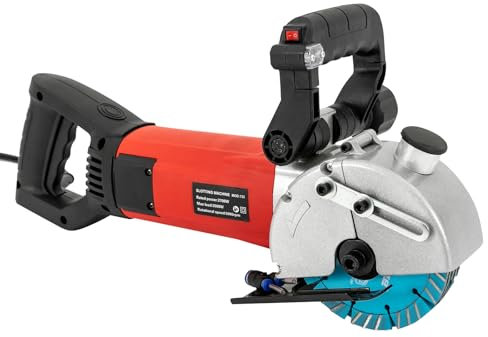Ranuradora de pared | Fresadora de cable de pared | Máquina de corte de hormigón, máquina de corte con posicionamiento láser + cable, con hoja de sierra y caja de herramientas, para ladrillo, hormigón