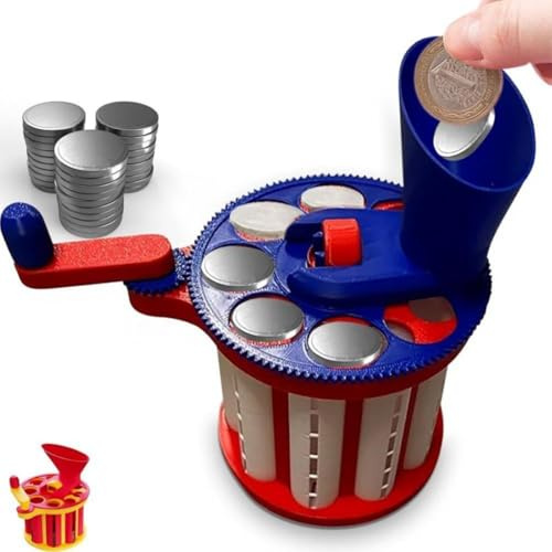 Münzklassifizierer, Münzsortierer mit Handkurbel, 3D-Druck Münzen Sortiermaschine und Organizer, münzsortierer euro,münzsortierer spardose,coin sorter,münzen sortierer,münzsortierer spardose