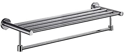 Prettiee Porte-Serviettes de Salle de Bain brossé, Porte-Serviettes Mural à 2 Niveaux, Accessoires de Salle de Bain (70 cm)