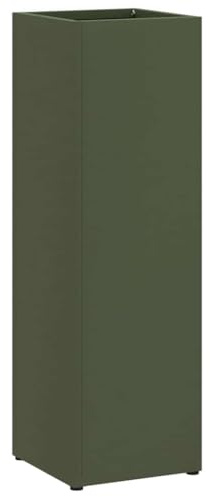 vidaXL Umbrella Stand Olive 15.5 x 15.5 x 49 cm Metal, Living Room, Modern Square Umbrella Stand, Durable Storage Companion for Indoor Furniture, Compact Holder for Home Organization