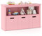 COSTWAY Coffre de Rangement Enfant pour Jouet avec 3 Tiroirs et Grand Compartiment, Meuble de Rangement Commode pour Livre/Bloc/Jouet, Idéal pour Chambre d'enfant, 101x33x62CM (Rose)