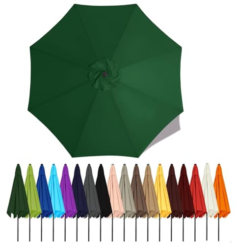 Umbrella Canopy Replacement Outdoor 6/8 Rib 6FT 7FT 8FT 9FT 10 FT 11FT, Market Patio Table Cover For Backyard Garden Courtyard Swimming Pool Lawn, Market Umbrella Top(Dark green,3m - 6Ribs)