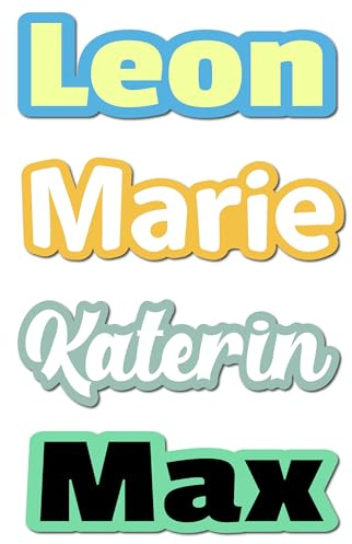 Namensaufkleber Kinder personalisiert – Sticker mit Wunschname für Wasserflasche, Brotdose, Schule, Kindergarten, Hefte & Notebooks