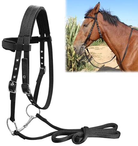 MBHHU Pferdehalfter Trense mit Zügel, Pferdezaumzeug, Professionelles gebissloses Zaumzeug, Knotenhalfter, for Pferde