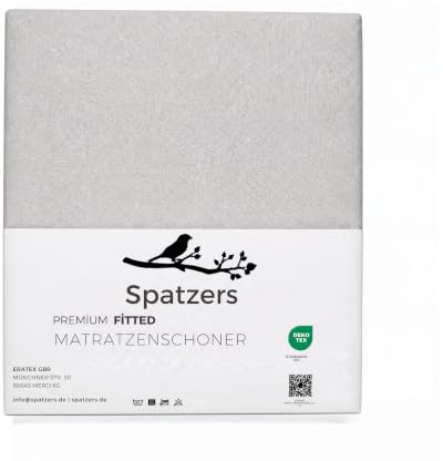 Spatzers Matratzenschoner Fitted 90x200 Baumwolle wasserdicht - Oeko-Tex 100 zertifizierte Inkontinenzauflage Rundumgummi Atmungsaktiv - wasserdichte Matratzenauflage Spannbettlaken waschbar (180x200)