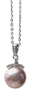 Viola Beline Elegante Perlenkette, Lila Edison-Perle mit Zirkoniabesatz, Sterling Silber Kette, Klassisches Design