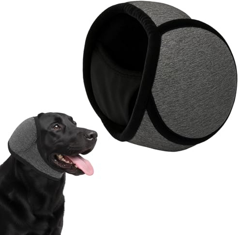Gehörschutz Hund, Ohrenschutz für Hunde, Grau, Atmungsaktiv | Gehörschutz für Hunde, Grau, Atmungsaktives Fleece, Verstellbar, Für Angstlinderung bei Feuerwerk und Gewitter