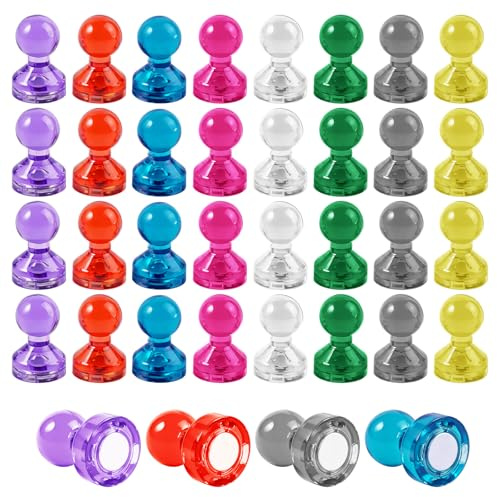 64 Stück Mini Magnet für Magnettafel, 11 x 17 mm Kleine Kühlschrankmagnete | 8 Farben Kegelmagnete, Stark Magnet Pins, Magnet Neodym Bunt, Whiteboard Magnete, für Zuhause, Küche, Büro, Schule