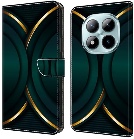 CLM-Tech Handyhülle kompatibel mit Xiaomi Redmi Note 15 Pro 5G 6,83 Zoll Hülle - Tasche aus PU Leder - Klapphülle mit Ständer und Kartenfächern - Schutzhülle Wallet Case Cover Goldener Rand Kontur