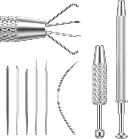8 Pcs Piercing Taper Ball Grabber Tool, Flat Back Earring Applicator Tools | Piercing Tools to Change Jewellery, Stainless Steel Labret Insertion Tool for Ear/Nose/Navel/Lip Studs, Body Piercings Kit
