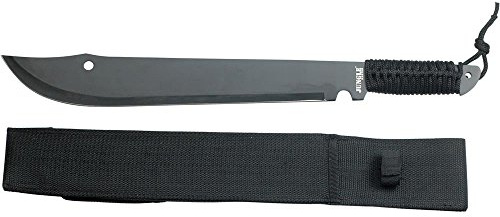 Jungle Master jm-021 Full Tang Machete, Black Blade, Black cord-wrapped Handle, 53,3 cm complessiva