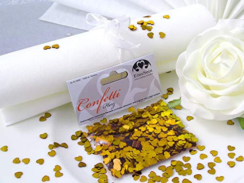 14g Streudeko Konfetti Hochzeit Herz klein gold metallisch Tischdeko Hochzeit