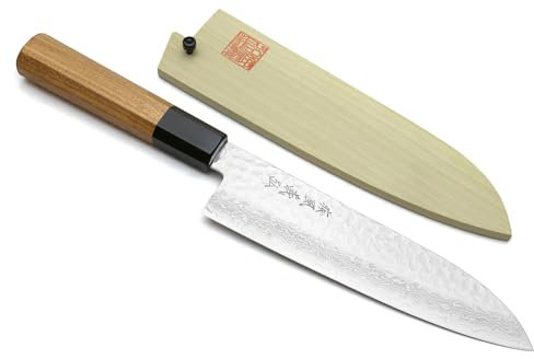 yoshihiro Couverts NSW martelé Damas Couteau Santoku, 7