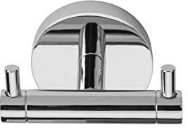 Croydex Britannia Double Robe & Towel Hook, Chrome Bathroom Accessories | Wall Mounted | No Drill Required | Your Choice to Screw or Glue with Flexi-Fix Brackets | Modern Design | Fixings Included