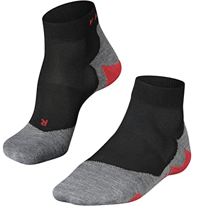 FALKE Men's RU5 Race Short Running Socks, Breathable Quick Dry, Quarter Length, Ultralight Cushion, Athletic Sock, Black (Black-Mix 3010), 9-10, 1 Pair