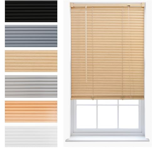 FURNISHED PVC Venetian Window Blinds Made to Measure Home Office Blind New - Natural 195W x 150H cm