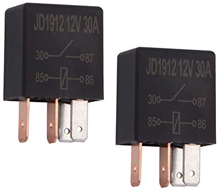 Ehdis 2 Pièces Relais 12V 30A 4 Broches, SPST Multi-Purpose Relay Heavy Duty Relais Standard 4 Pin 12VDC, Relais Voiture