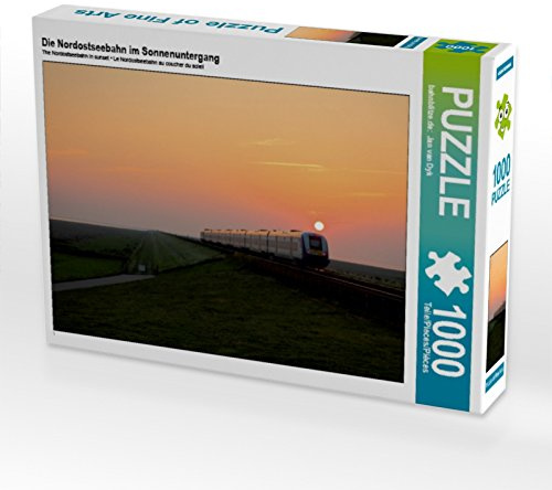 CALVENDO Puzzle Die Nordostseebahn im Sonnenuntergang | 1000 Teile Lege-Größe 64 x 48 cm Foto-Puzzle für glückliche Stunden
