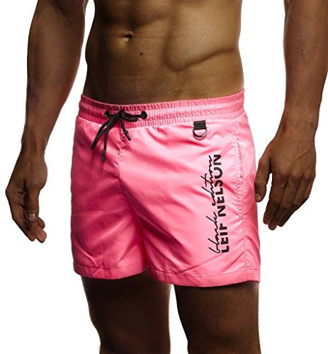 Leif Nelson Pantaloncini da Bagno Uomo LN-9215 Rosa X-Large
