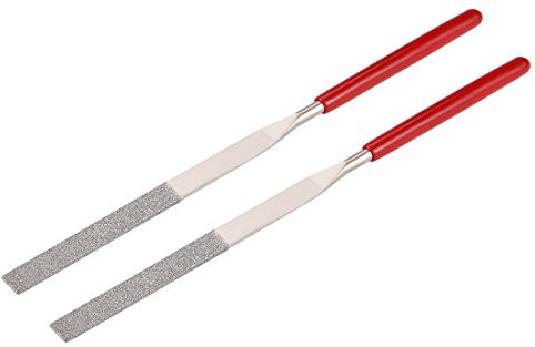 sourcing map 2 Stücke Flach Diamant Nadel Feile Stein Metall 150 Körnung 4mmx160mm Silber Rot DE de