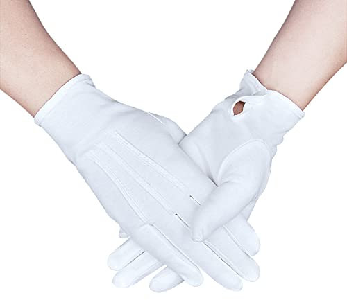 Zenssia Herren parade handschuhe baumwolle formal smoking kostüm ehrengarde handschuhe einheitsgröße weiß, 1 paar