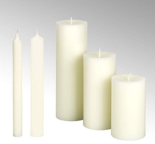Lambert Kerze rund durchgefärbt Elfenbein, H 15 cm, D 8 cm geeignet Leuchter und -Windlichter 39581