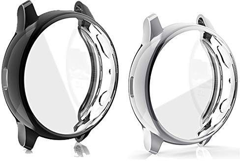 RuenTech Schutz Kompatibel mit Samsung Galaxy Watch Active 2 44mm 40mm Schutzhülle Hülle Shell Anti-Scrach (44mm, Black+Silver)