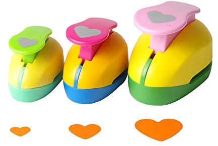 Herz-Motivstanzer, handgefertigter Papierstanzer für Bastelarbeiten, Scrapbooking, Kartenherstellung, Bonbonfarben von Rondam 3/8 + 5/8 + 1 Zoll.