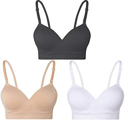 Lemef Seamless Bras for Women Wirefree Padded Bras Black,White,Beige Size 2XL