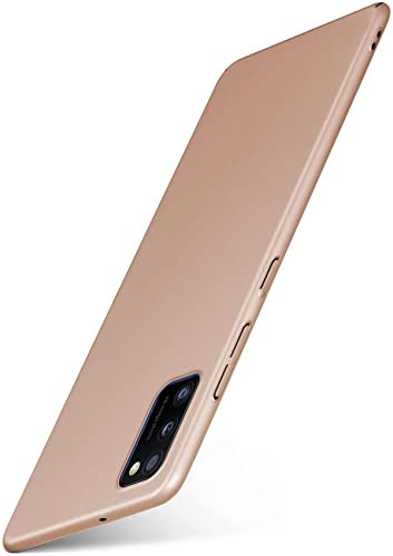 moex für Samsung Galaxy A41 Hülle Ultra Dünn, Schutzhülle mit erhöhtem Kameraschutz, Slim Cover Hardcase Backcover, Dünnste Handyhülle Minimalistisch Alpha Case, Matt Gold