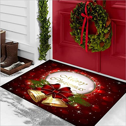 AEREY Teppich Flur Weihnachtsmann & REH Weihnachtsbaum Schneemann Teppichläufer Modern Vintage für Weihnachten Flurläufer Antirutsch Kücheläufer - 90x220cm