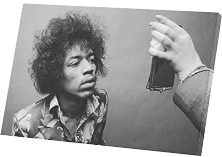 Wandbild, Jimi Hendrix Rock 70er Jahre Vintage Portrait Spiegel Wandbild Wandbild (47 cm x 30 cm)