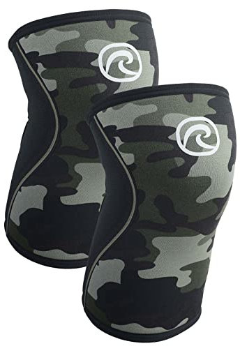 Rehband Kniebandage Kraftsport, Kniestütze für Cross Fit & schweres Training, Knee Sleeve aus 5 mm Neopren, in vielen Farben & Größen, Unisex, Farbe:Camo - 1 Paar, Größe:L