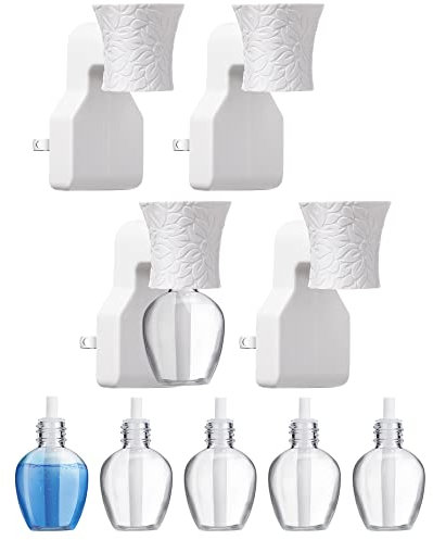 Sratte 4 Stück Plug in Diffuser WallFlower Duftöl Plug in Diffusor 6 Stück leere Flaschen zum Verteilen von Duft ätherischen Ölen Zuhause Badezimmer Lufterfrischer