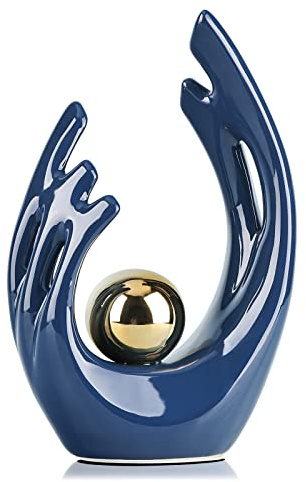 LCCCK 24.1 cm H Marineblau Ästhetische Raumdekoration Akzent, TV-Ständer, flippiger Tischaufsatz Blau, abstrakte Kunst, Keramik-Statue und Skulptur, dekorative Objekte, Regaldekoration
