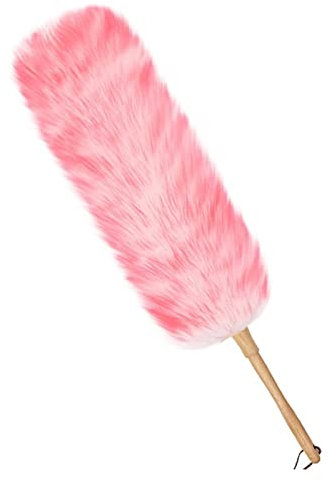 Plumeau Plumeau en Laine Douce Plumeau avec Manche en Bois Brosse Outil de Nettoyage Plumeaux en Laine d'Agneau pour Nettoyage de Véhicules Bureau et Ménage Dusters à Poignée (Couleur : Rose-moyen)