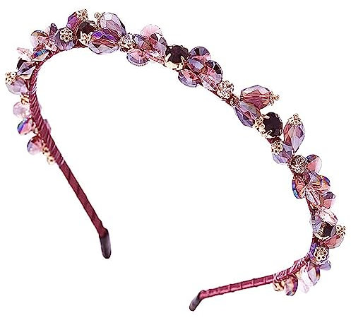SUNSK Strass Haarband Kristall Seite Modische Haarreife Strass Elastisches Haarband Haarschmuck Haarreif Haarreifen Damen Haar Dekoration für Frauen und Mädchen(lila)