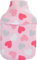 Vagabond Pink Hearts 2L Reusable Hot Water Bottle with Removable Washable Fleece Cover for Heat Therapy