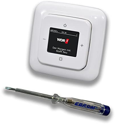 Busch Jäger DAB+ (DAB PLUS) Unterputz Radio (8215U-101) Reflex SI alpinweiß, Komplett-Set 8215 U – 101, Rahmen und Radioabdeckung inkl. EBROM Phasenprüfer zur Montage des Geräts