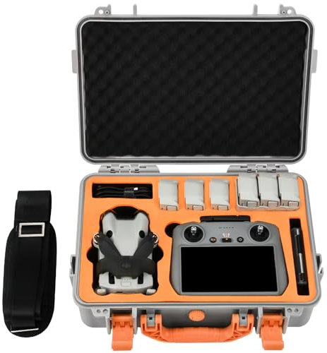 keketoha Mini 4 Pro wasserdichte Hartschalen-Tragetasche für DJI Mini 4 Pro/Mini 3 Pro/Mini 3 Fly More Combo Zubehör, passend für DJI RC 2/RC Fernbedienung mit Umhängeband (grau)