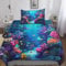 MANBUREN Unterwasser Bettwäsche-Set 3 Teilig 3D-Druck Malen Ocean Landscape Bettbezug Mit Reißverschluss Mikrofaser Kinder Bettbezüge Mit Kissenbezug Single（135x200cm）