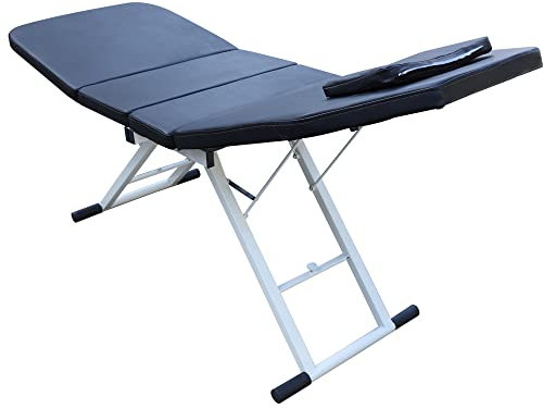 Queeucaer Klappbar Massageliege,Tragbare Massageliege, Mobiler Massagetisch, Faltbares Spa-Bett Tattoo-Bett Schönheitssalon Therapie Tattoo-Liege Leichtgewicht, Anti-Rutsch-Matte, Schwarz