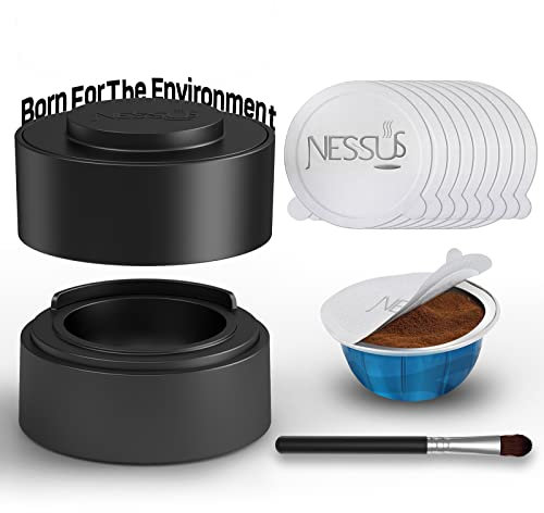 NESSUS Aluminum Foils Lids Kit, Compatible with Nespresso VertuoLine Machine (48 pcs Foil + Holder + Brush)